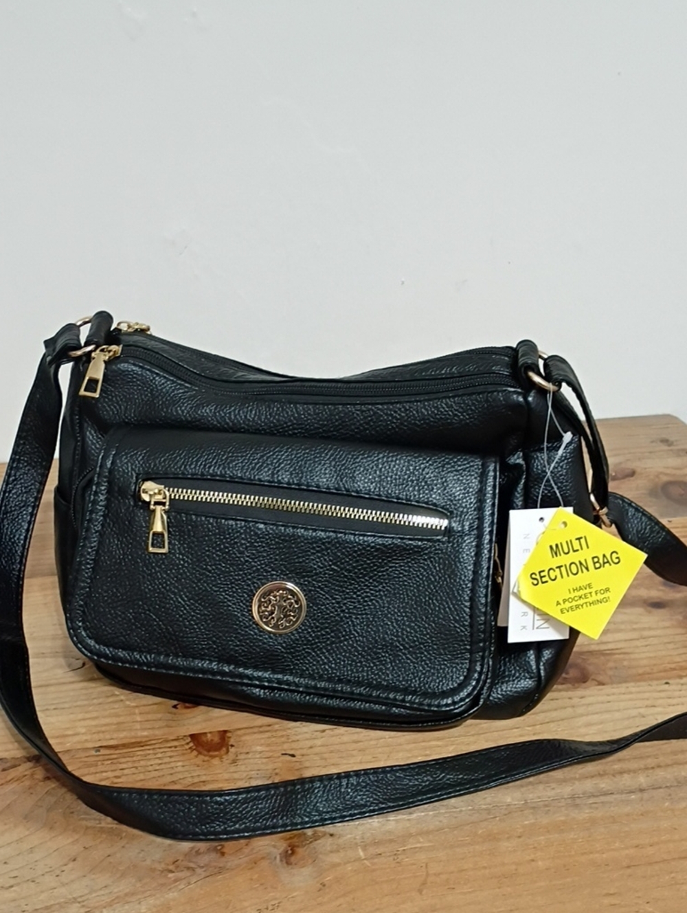 Cee Klein New York Black Vegan Leather Multi Section Bag NWT